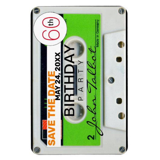 Retro W Audiotape 60e verjaardag Save the Date FPM Magneet (Verticaal)