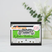 Retro W Audiotape 60e verjaardag Save The Date HHP Feestdagenkaart (Staand voorkant)