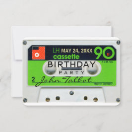 Retro W Audiotape 90e verjaardag Uitnodiging