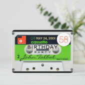 Retro W Cassettebandje 50ste verjaardagsfeestje In Kaart (Staand voorkant)