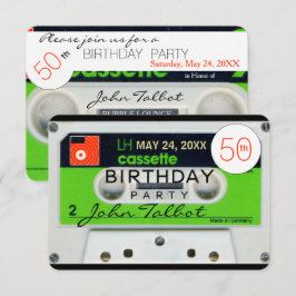 Retro W Cassettebandje 50ste verjaardagsfeestje In Kaart