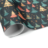 Retro Waanzinnige Moderne Kerstbomen Cadeaupapier (Rol Hoek)