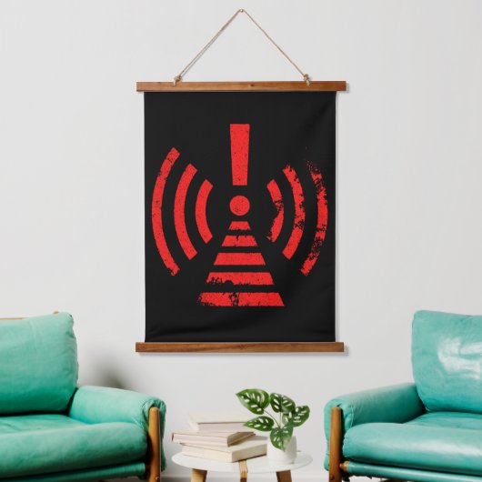 Retro Waarschuwingssymbool voor Energie Terughoude Hangend Wandkleed (Woonkamer)