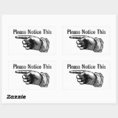 Retro waarschuwingsteken: Hand wijzende vinger om  Rechthoekige Sticker (Vel)