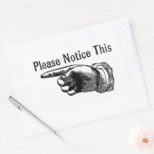Retro waarschuwingsteken: Hand wijzende vinger om  Rechthoekige Sticker (Envelop)