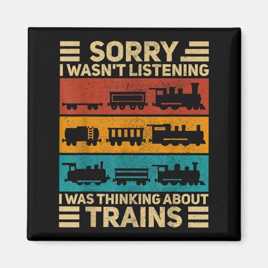 Retro Wagon Train Lover Model Railroad Conductor F Magneet (Voorkant)