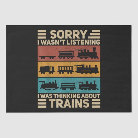 Retro Wagon Trein Liefhebber Model Railroad Conduc Tissuepapier (Voorkant)