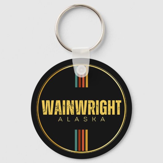 Retro  Wainwright stad Alaska staat 70s AK Sleutelhanger (Voorkant)