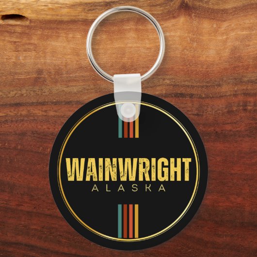 Retro  Wainwright stad Alaska staat 70s AK Sleutelhanger (Voorkant)