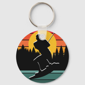 Retro Wakeboard Water Ski Sport Surfing Silhouette Sleutelhanger