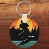 Retro Wakeboard Water Ski Sport Surfing Silhouette Sleutelhanger (Voorkant)