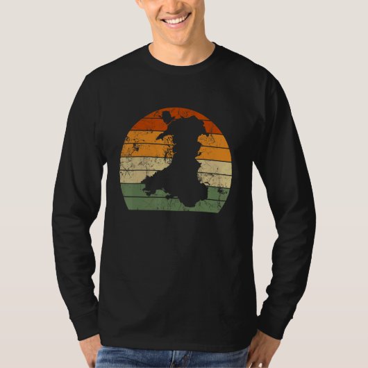 Retro Wales Welsh Map Sunset St Davids Day T-shirt (Voorkant)