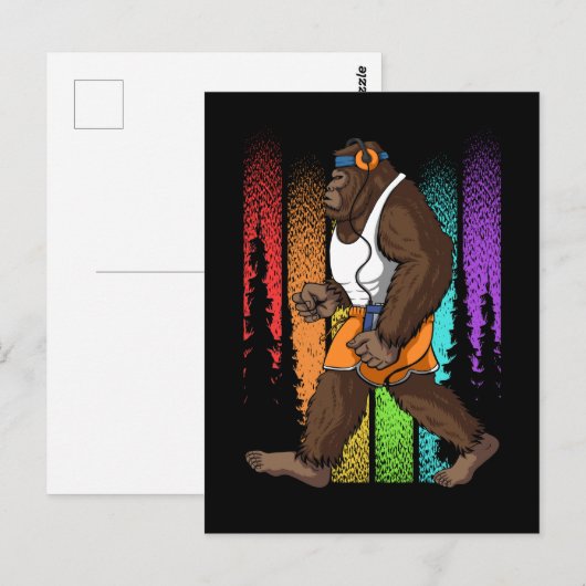 Retro Walking Bigfoot Weird Briefkaart (Voorkant / Achterkant)