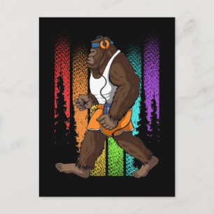 Retro Walking Bigfoot Weird Briefkaart