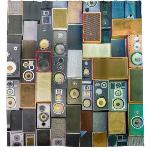 Retro Wall-Hung:  luidsprekerontwerp Douchegordijn (Voorkant)