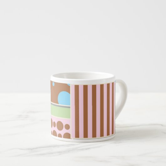 Retro Wallpaper Patchwork Espresso Mok (Voorkant rechts)