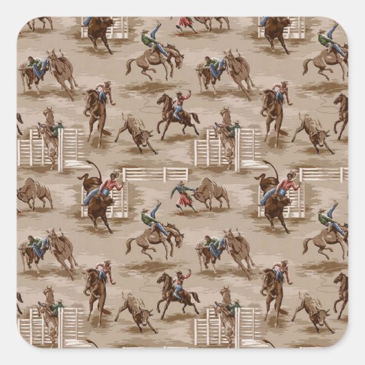 Retro Wallpaper Rodeo Cowboy Stickers (Voorkant)