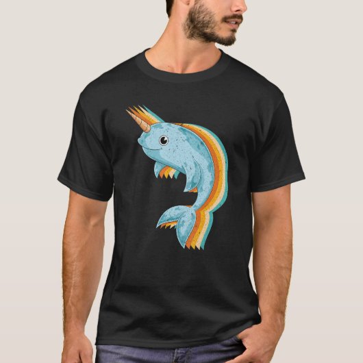 Retro walvis Oceaan Dier Zoogdier Zee Creature Nar T-shirt (Voorkant)
