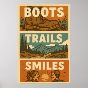 Retro Wandeling Wall Art Poster voor Natuur liefhe