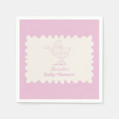 Retro wandelwagen schets Doodle Baby shower Servet (Voorkant)