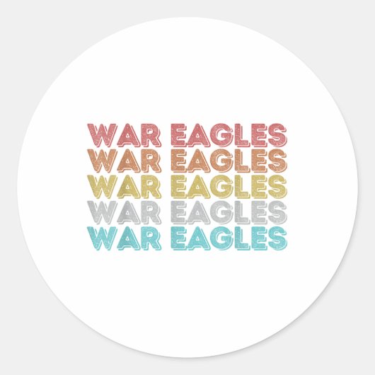  Retro War Eagles Ronde Sticker (Voorkant)