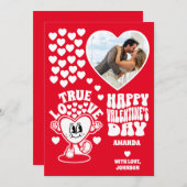 Retro Ware Liefde Hart Rode Valentijnsdag Foto Feestdagenkaart (Voorkant / Achterkant)