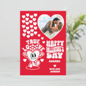 Retro Ware Liefde Hart Rode Valentijnsdag Foto Feestdagenkaart (Staand voorkant)