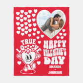 Retro Ware Liefde Hart Rode Valentijnsdag Foto Fleece Deken (Voorkant)