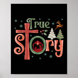 Retro Ware Verhaal Jezus Kerstmis Geboorte Scène C Poster