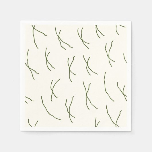 Retro Warm Abstracte Strepen | Crème Wit Servet (Voorkant)