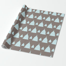 Retro Warm Grey en Pastel Blue met kerstboom Cadeaupapier