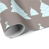 Retro Warm Grey en Pastel Blue met kerstboom Cadeaupapier (Rol Hoek)