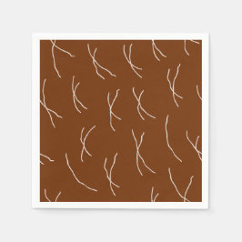 Retro Warme Abstracte Strepen | Donkerbruin Servet