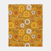 Retro warme toon bloem mosterd bloemmotief fleece deken (Voorkant)