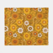 Retro warme toon bloem mosterd bloemmotief fleece deken (Voorkant (Horizontaal))