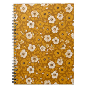 Retro warme toon bloem mosterd bloemmotief notitieboek
