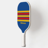 Retro Warmhartig Over Gestreept met Naam Pickleball Paddle (Links)