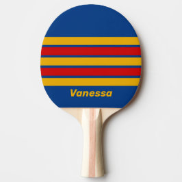 Retro Warmhartig Over Gestreept met Naam Tafeltennisbatje