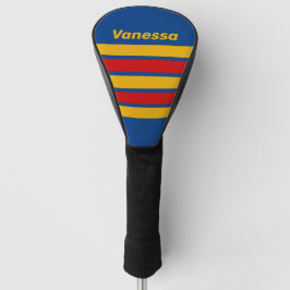 Retro Warmhartig Over Strepen met Naam Golfheadcover