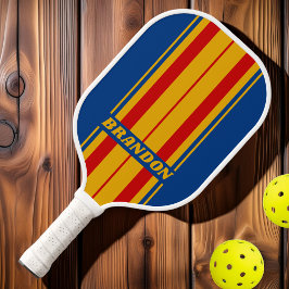 Retro Warmhartige Bord Strepen met Naam Pickleball Paddle