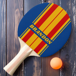 Retro Warmhartige Bord Strepen met Naam Tafeltennisbatje