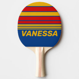 Retro Warmhartige Horizon Strepen met Naam Tafeltennisbatje