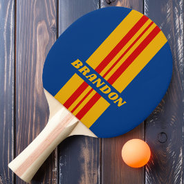 Retro Warmhartige Rally Streep met Naam Tafeltennisbatje