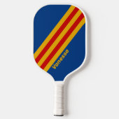 Retro warmhartige strepen met naam pickleball paddle (Achterkant)