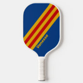 Retro warmhartige strepen met naam pickleball paddle (Voorkant)