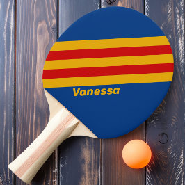 Retro Warmhartige Strepen met Naam Tafeltennisbatje