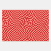 Retro Warped Red Peach Checkered Dorm Inpakpapier Vel (Voorkant)