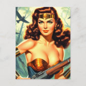 Retro Warrior Woman Briefkaart (Voorkant)
