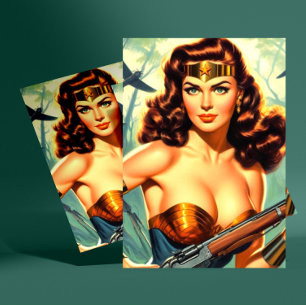 Retro Warrior Woman Briefkaart