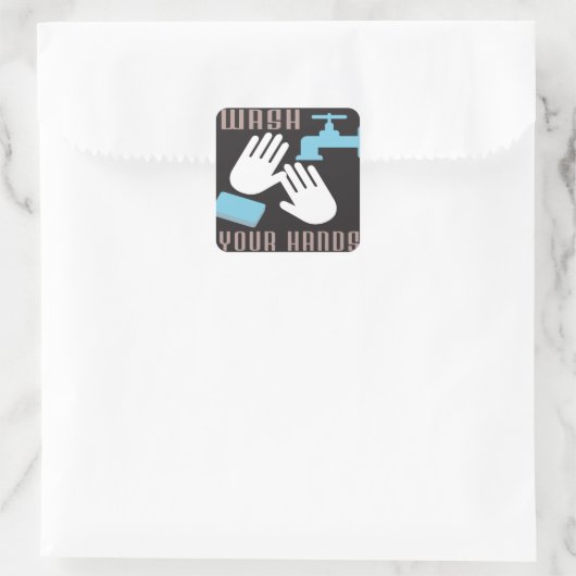 Retro Was uw handen Sticker (Tas)